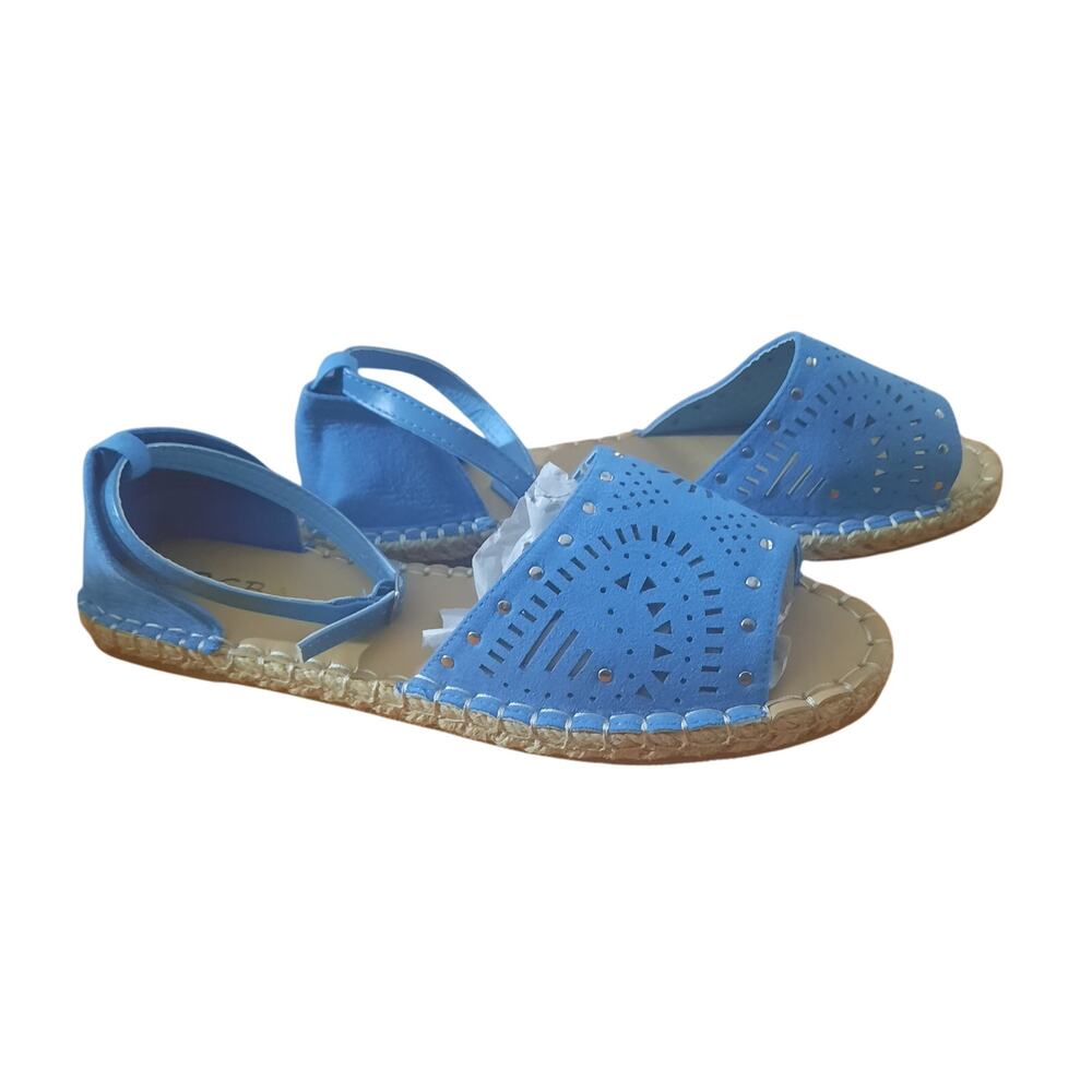 Beba Womens Blue Cutout Back Strappy Espadrilles Sandals Size 39 NWOT